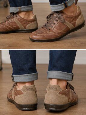 Geox Respira Brown Leather Suede Sneakers Men’s EU 43 US 10